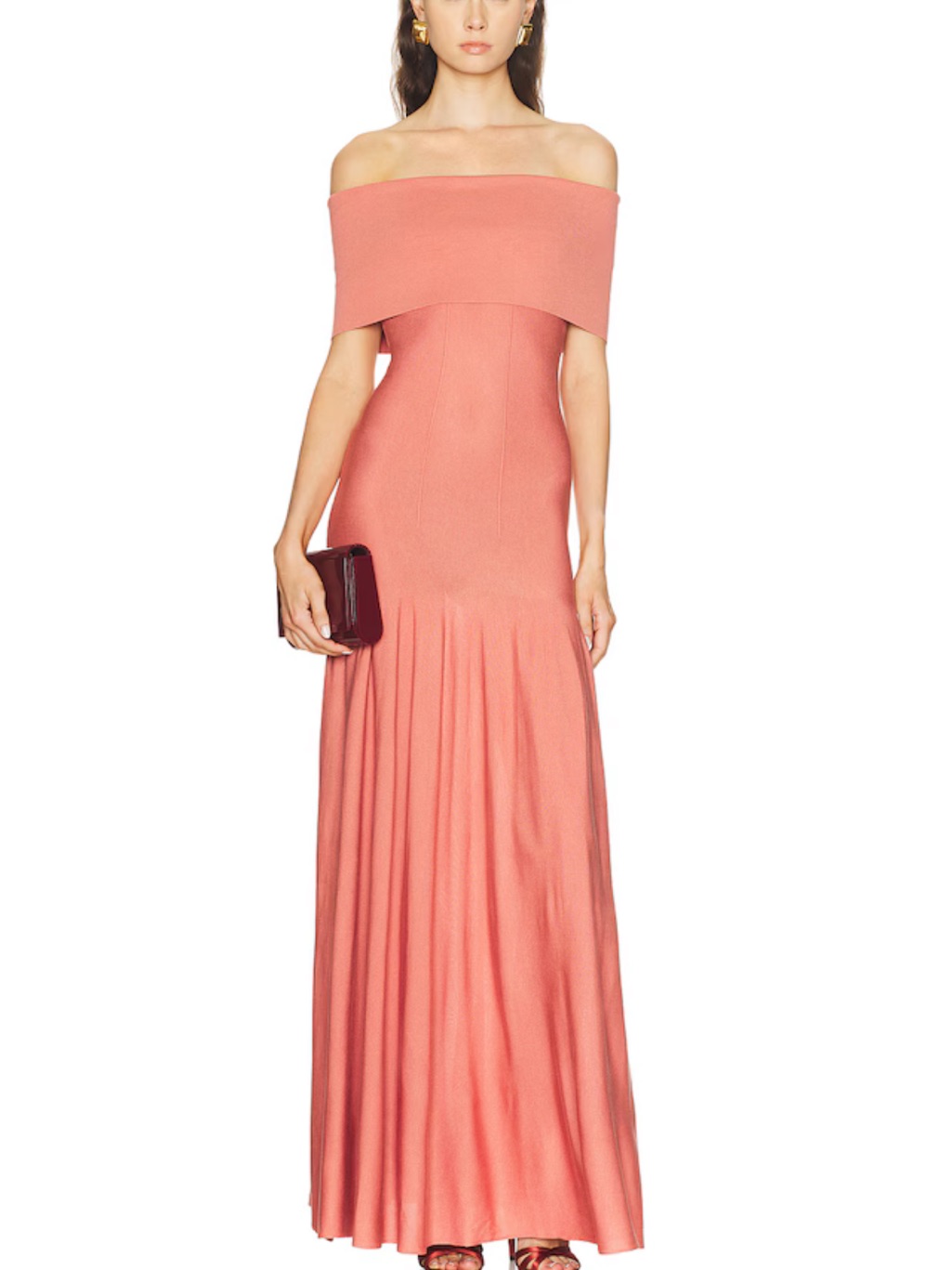 Amiya Off-Shoulder Maxi Dress In Dusty Rose